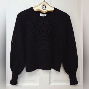 & OTHER STORIES Black Embroidered Jacquard Knit Sweater S